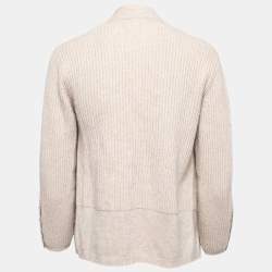 Max Mara Beige Cotton & Cashmere Open Front Knit Cardigan M
