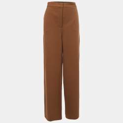 Pre Owned Max Mara Brown Knit Wide Leg Trousers L