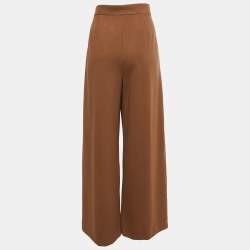 Pre Owned Max Mara Brown Knit Wide Leg Trousers L