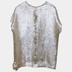 Pre Owned Max Mara Gold Lurex Silk Top L