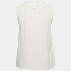 Max Mara Cream Embellished Crepe Sleeveless Top S