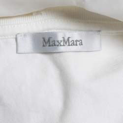 Pre Owned Max Mara White Cotton Ruffled Embroidered T-Shirt XL