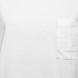 Pre Owned Max Mara White Cotton Ruffled Embroidered T-Shirt XL