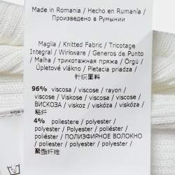 Pre Owned Max Mara White Stretch Knit Long Sleeve Top XXL