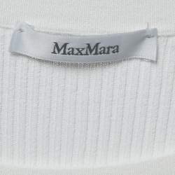 Pre Owned Max Mara White Stretch Knit Long Sleeve Top XXL