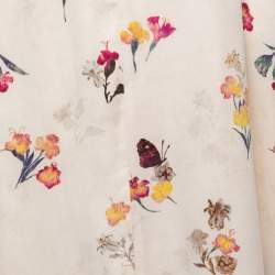 Pre Owned Max Mara Cream Embellished Floral Printed Silk Tie Detail Maxi Kaftan M