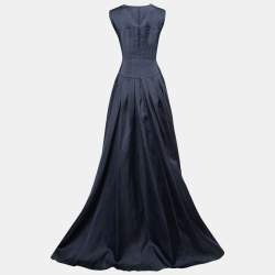 Max Mara Pianoforte Dark Blue Satin Sleeveless Gown XS