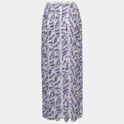 Pre Owned Max Mara White Floral Printed Georgette Oreste Maxi Skirt M