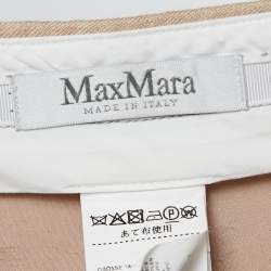 Pre Owned Max Mara Beige Silk & Wool High Waist Straight Fit Trousers XL