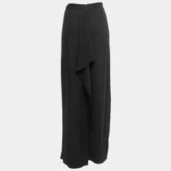 Pre Owned Max Mara Black Crepe Ruffle Detail Maxi Skirt S
