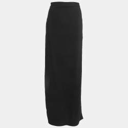 Pre Owned Max Mara Black Crepe Ruffle Detail Maxi Skirt S