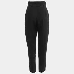 Max Mara Black Crepe Pleated Front High Waist Trousers S