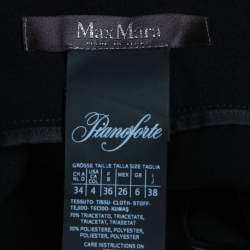 Max Mara Black Crepe Pleated Front High Waist Trousers S
