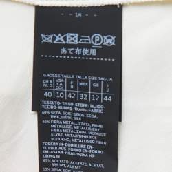 Pre Owned Max Mara Cream Lurex & Silk Long Sleeve Belted Maxi Dress M