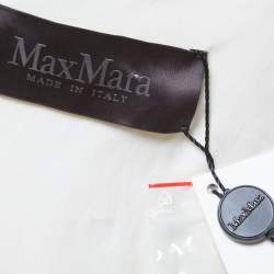 Pre Owned Max Mara Cream Lurex & Silk Long Sleeve Belted Maxi Dress M