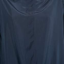 Pre Owned Max Mara Navy Blue Silk Oversized Turtleneck Top XS