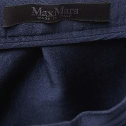 Pre Owned Max Mara Navy Blue Silk Blend Pleated Asymmetrical Maxi Skirt M