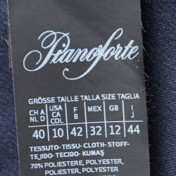 Pre Owned Max Mara Navy Blue Silk Blend Pleated Asymmetrical Maxi Skirt M