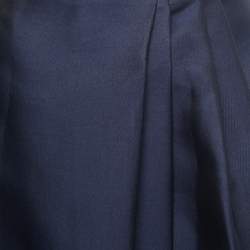 Pre Owned Max Mara Navy Blue Silk Blend Pleated Asymmetrical Maxi Skirt M