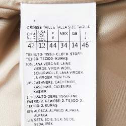 Pre Owned Max Mara Beige Wool and Fur Zip Front Hooded Coat