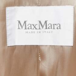 Pre Owned Max Mara Beige Wool and Fur Zip Front Hooded Coat