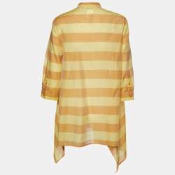 Max Mara Yellow Striped Cotton & Silk Asymmetric Hem Tunic M