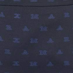 Max Mara Navy Blue Alphabets Patterned Cotton Blend Pencil Skirt XS
