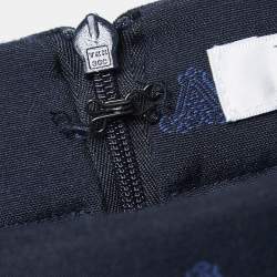Max Mara Navy Blue Alphabets Patterned Cotton Blend Pencil Skirt XS