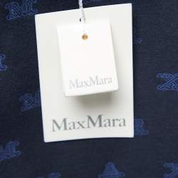 Max Mara Navy Blue Alphabets Patterned Cotton Blend Pencil Skirt XS