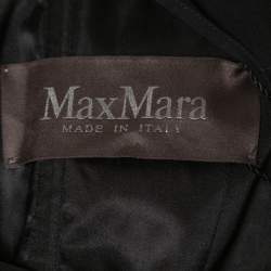 Pre Owned Max Mara Black Crepe Embellished Lace Trim Long Sleeve Draped Maxi Dress M