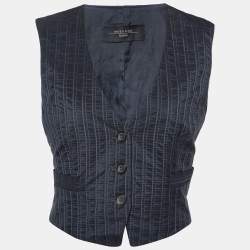 Max Mara Charcoal Grey Textured Waistcoat M