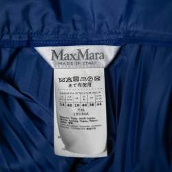 Pre Owned Max Mara Blue Taffeta Pleated Maxi Skirt L