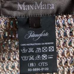 Max Mara Brown Sequined Knit Cropped Cardigan L