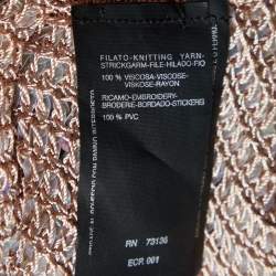 Max Mara Brown Sequined Knit Cropped Cardigan L