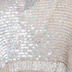 Max Mara Brown Sequined Knit Cropped Cardigan L