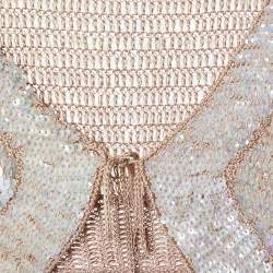 Max Mara Brown Sequined Knit Cropped Cardigan L