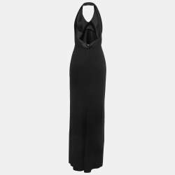 Max Mara Vintage Black Crepe Halter Neck Gown L