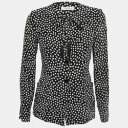 Max Mara Black Printed Silk Top S