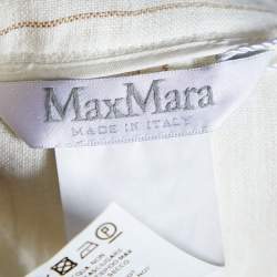 Max Mara Off White Striped Linen Pleated Culottes M