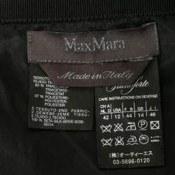 Max Mara Black Crepe Strapless Draped Gown XL