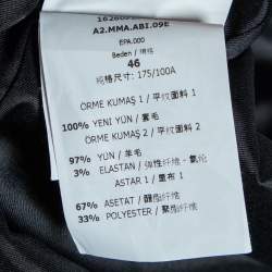 Pre Owned Max Mara Charcoal Grey Wool Draped Midi Dress L