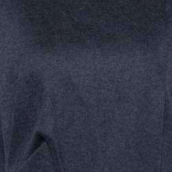 Pre Owned Max Mara Charcoal Grey Wool Draped Midi Dress L