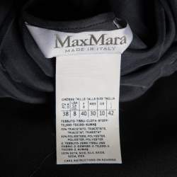 Pre Owned Max Mara Navy Blue Silk & Crepe Draped Midi Dress M