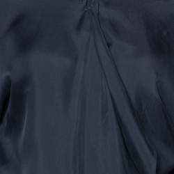 Pre Owned Max Mara Navy Blue Silk & Crepe Draped Midi Dress M