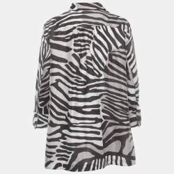 Pre Owned Max Mara White All-Over Print Cotton Button Front Long Sleeve Shirt L