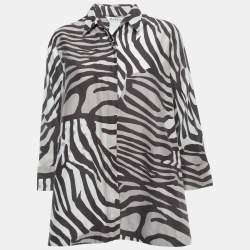 Pre Owned Max Mara White All-Over Print Cotton Button Front Long Sleeve Shirt L