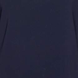 Pre Owned Max Mara Navy Blue Crepe Contrast Detail Top M