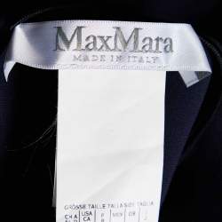 Pre Owned Max Mara Navy Blue Crepe Contrast Detail Top M