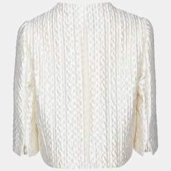 Max Mara Cream Textured Button Front Short Jacket M