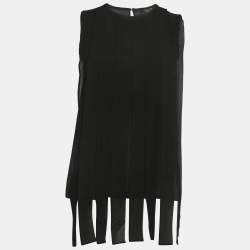 Pre Owned Max Mara Black Silk Hanging Detailed Sleeveless Blouse S